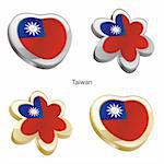 fully editable vector illustration of taiwan flag in heart and flower shape