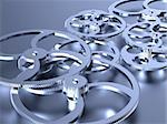 3D rendering of silver gears