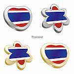 fully editable vector illustration of thailand flag in heart and flower shape