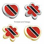 fully editable vector illustration of trinidad and tobago flag in heart and flower shape