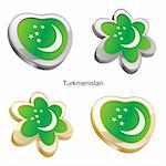 fully editable vector illustration of turkmenistan flag in heart and flower shape