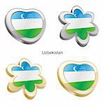 fully editable vector illustration of uzbekistan flag in heart and flower shape