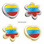 fully editable vector illustration of venezuela flag in heart and flower shape