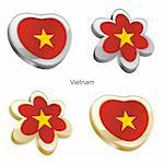 fully editable vector illustration of vietnam flag in heart and flower shape