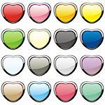 fully editable vector buttons in heart shape