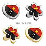 fully editable vector illustration of papua new guinea flag in heart and flower shape