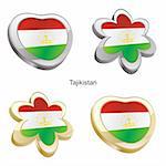 fully editable vector illustration of tajikistan flag in heart and flower shape