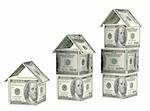 Houses from dollars banknotes - isolated over white