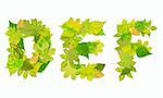 Alphabet - letters with a green leaves. Set 2