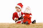 Christmas little baby boy on white background