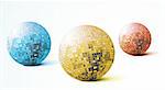 Vector illustration set of Glitter disco mirror balls with reflection