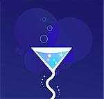 Fresh martini drink stylized on dark blue background. Vector Illustration of party drink.