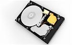 Digital illustration of hard disk in abstract colour background