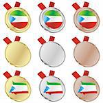 fully editable equatorial guinea vector flag in medal shapes