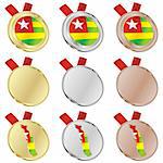 fully editable togo vector flag in medal shapes
