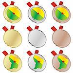 fully editable french guyana vector flag in medal shapes