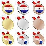 fully editable paraguay vector flag in medal shapes