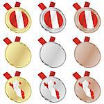 fully editable peru vector flag in medal shapes