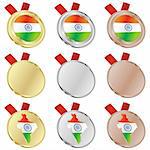 fully editable india vector flag in medal shapes