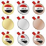 fully editable iraq vector flag in medal shapes