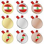 fully editable lebanon vector flag in medal shapes