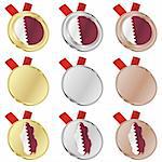 fully editable qatar vector flag in medal shapes