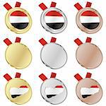 fully editable yemen vector flag in medal shapes