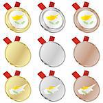 fully editable cyprus vector flag in medal shapes