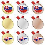 fully editable slovakia vector flag in medal shapes