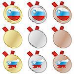 fully editable slovenia vector flag in medal shapes