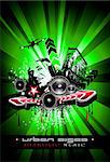 Urban Techno Music Event Background with Crazy DJ Shape for Disco Flyers