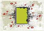 Abstract grunge painted background with flowers vector illustration