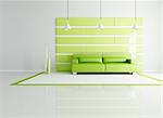 green essential interior with modern couch - rendering