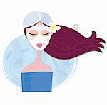 Young woman with facial mask. Vector Illustration.