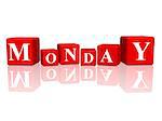 3d red cubes with letters makes monday