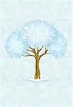 winter tree on blue background with ornament vector illustration