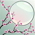 A background with cherry blossoms. Graphics are grouped and in several layers for easy editing. The file can be scaled to any size.