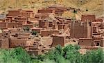 panorama of a village among Moroccan hills, Dades valley