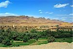 panorama of a village among Moroccan hills, Dades valley