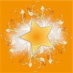 Abstract flowers with star isolated on orange