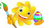 Cute and happy Sun coloring Easter Egg