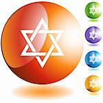 Jewish star icon web button isolated on a background.