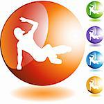 Breakdancer icon web button isolated on a background.