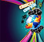 International Disco Event Background with Musical Design elements