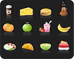 Breakfast black icon set