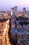 Ville de nuit, Tel-Aviv au coucher du soleil, Israël