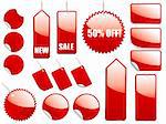Red, shiny vector sale tags and stickers.  Each element is grouped for easy editing.