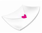 white  Envelope with red heart isolate on the white background