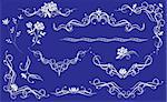 Illustration drawing elegant flower pattern on blue background