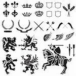 Heraldry Icon Vector Set.  Colors are easily editable.